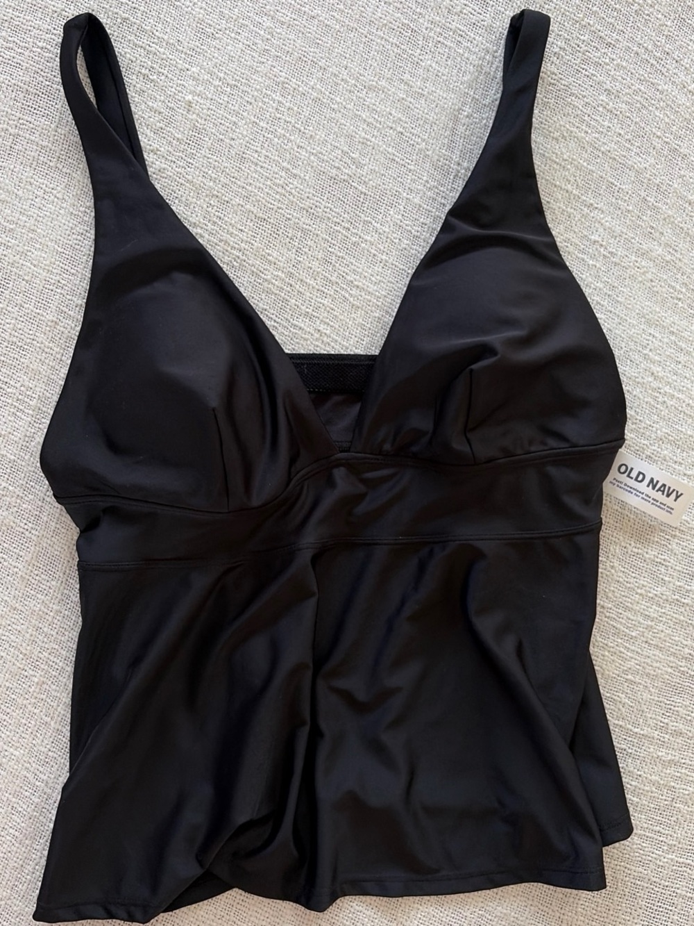 Old Navy Black Women's Swim Tankini Top with Flattering V-Neck